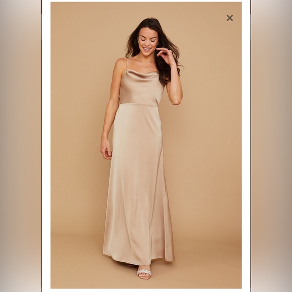NWT VOW’D SILKY SATIN HICKORY DRESS - Picture 1 of 2
